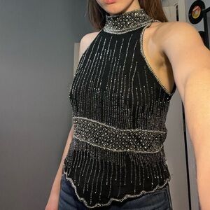 Vintage Adrienna Pappell Evening Beaded Sparkly Blouse